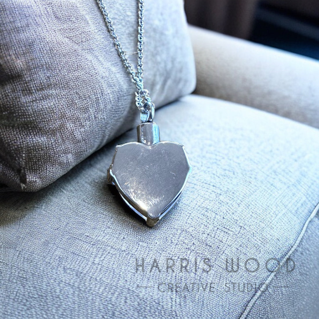 Glass &amp; Steel Heart Urn Pendant &amp; Chain