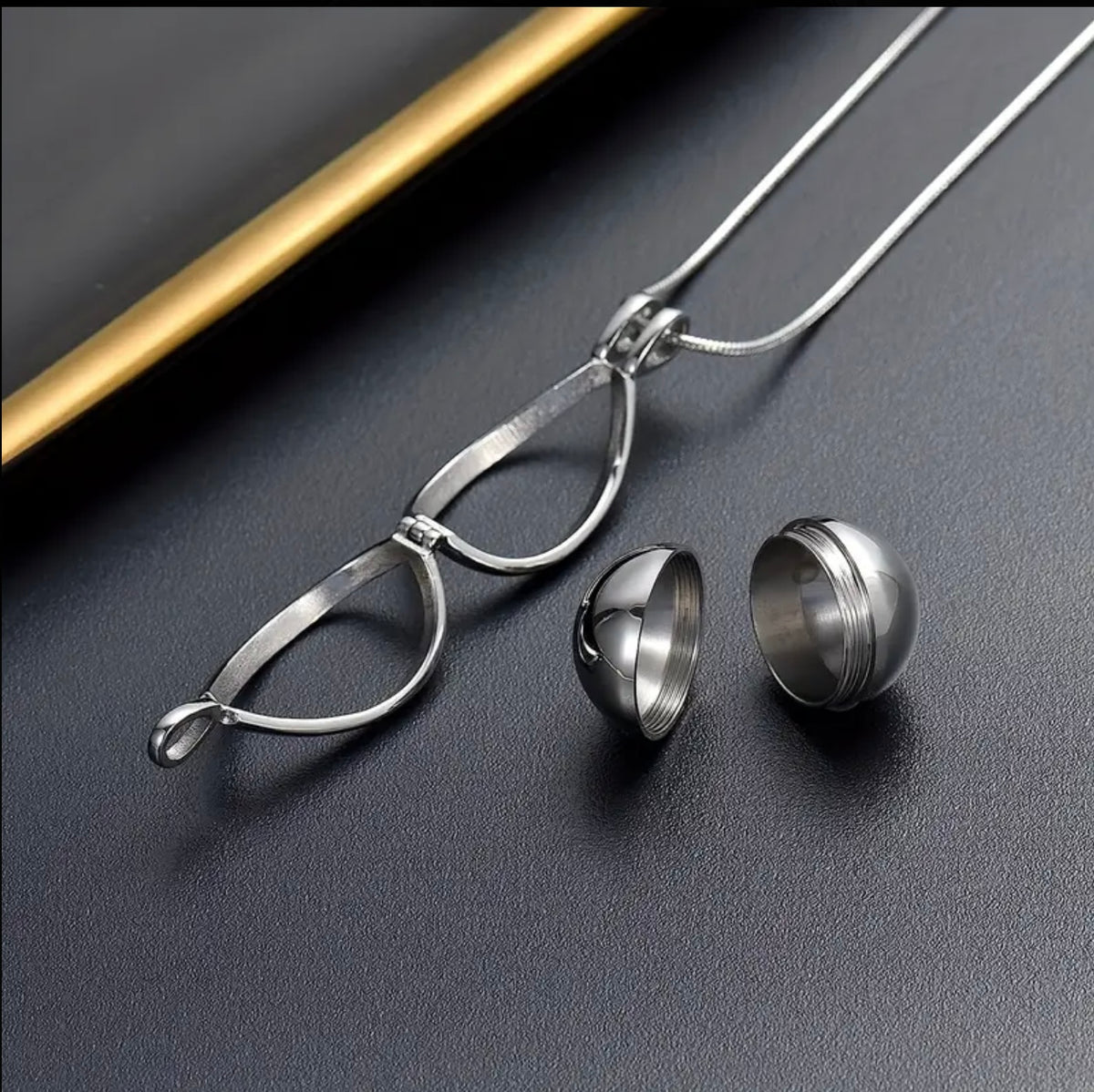 Ball Urn in Cage Pendant &amp; Chain