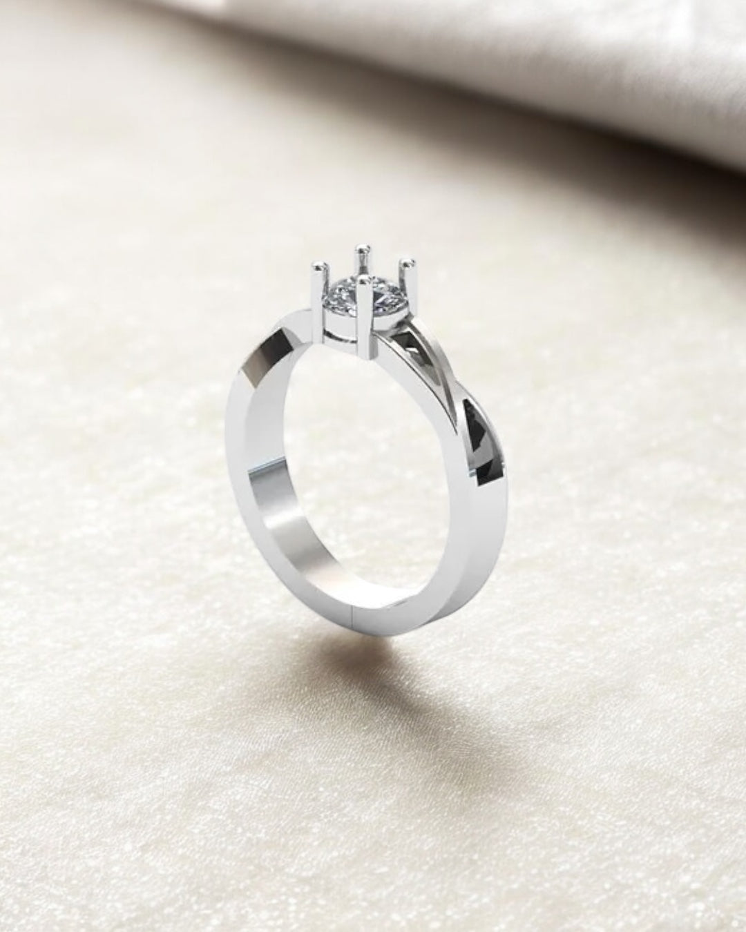 Quad Channel CZ Solitaire Ring