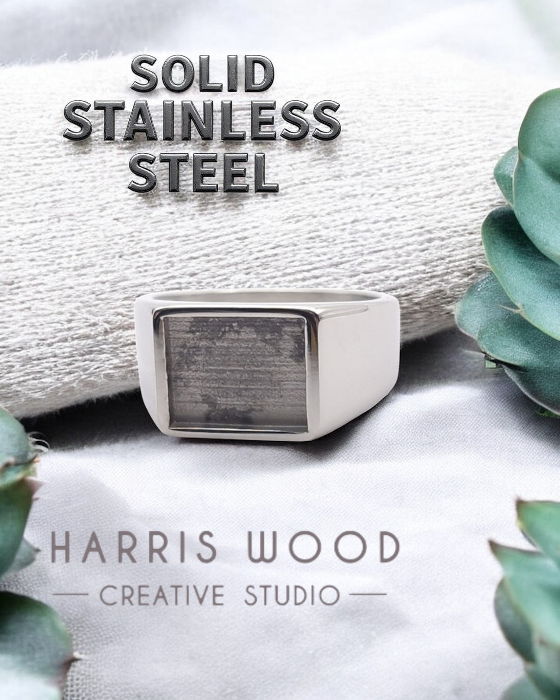 Square Signet Ring - Stainless Steel