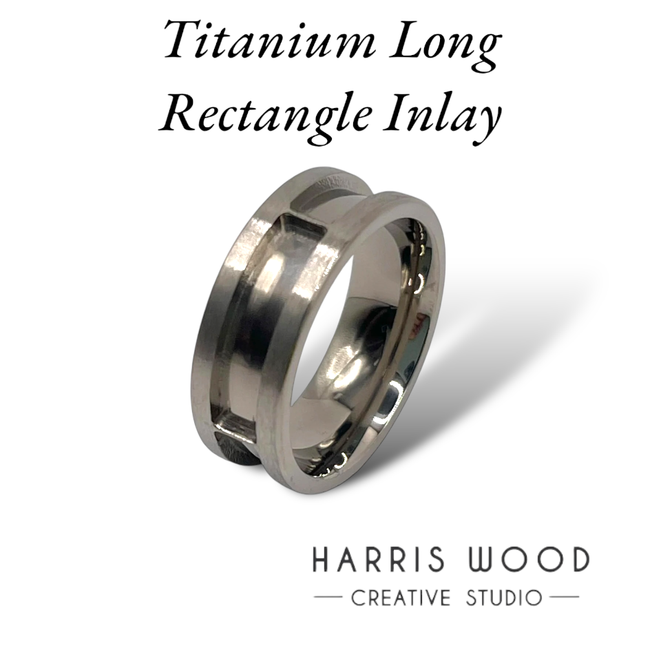 Titanium Long Rectangle Inlay Ring