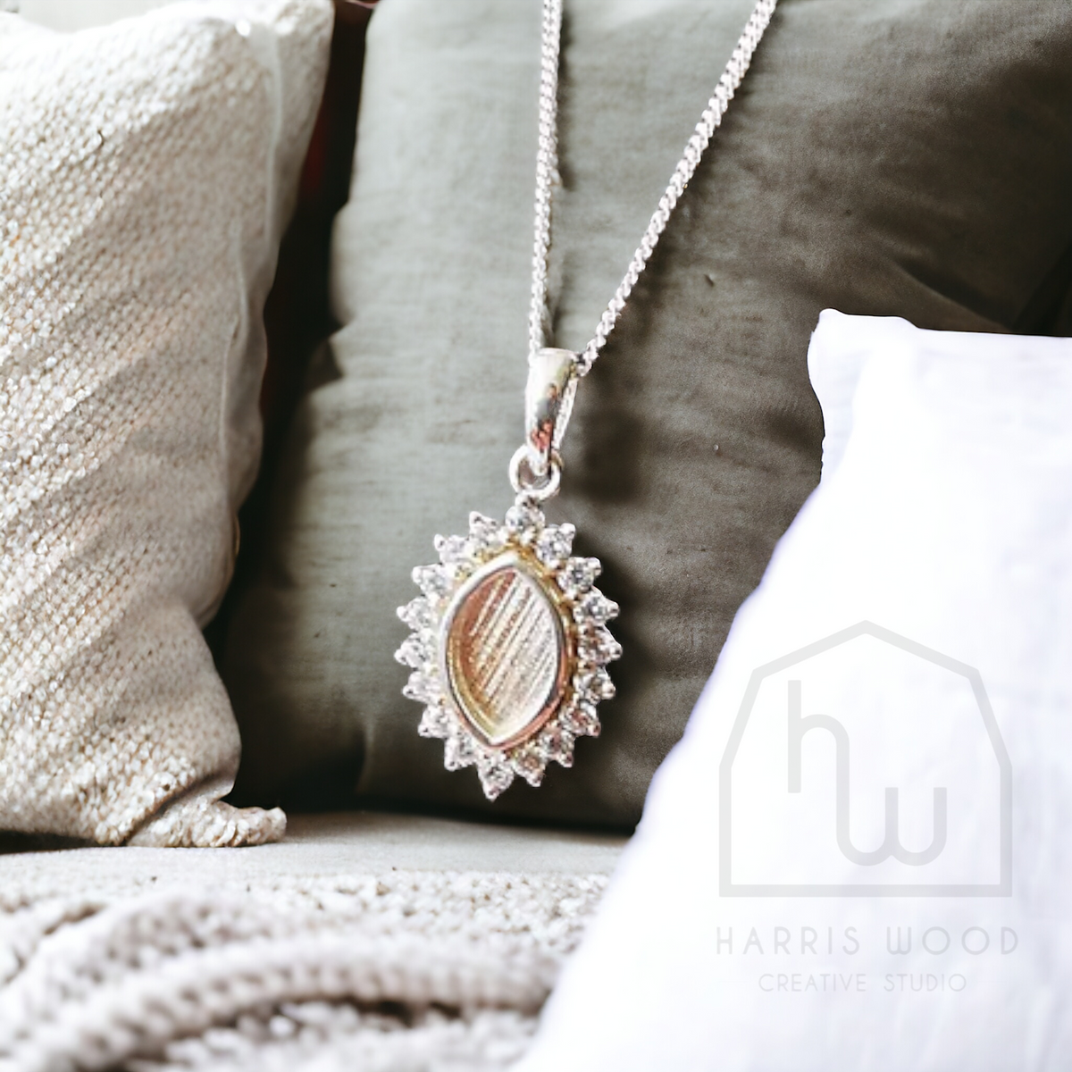 🌿CRYSTAL MARQUISE PENDANT - SOLID 925 SILVER