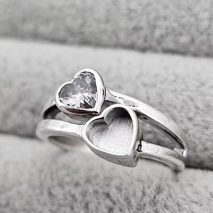 🏷️ EOL – Double Heart CZ Ring Vers 2 – Solid Silver