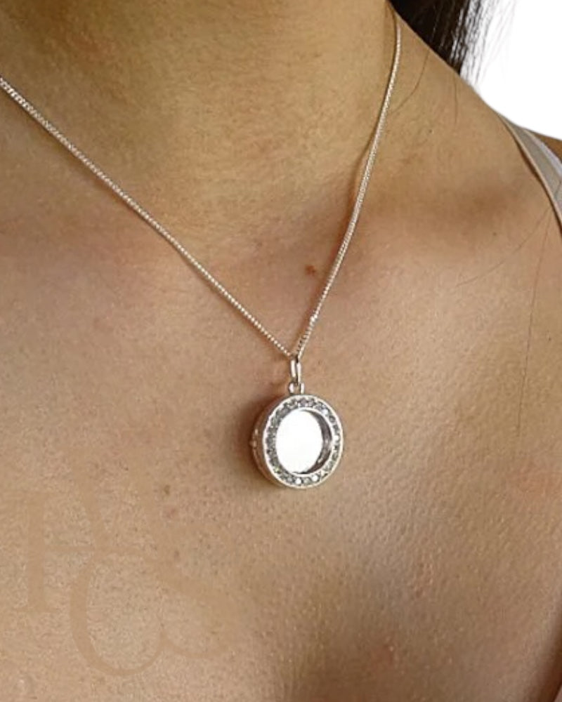 CZ Locket &amp; Bezel Round Pendant