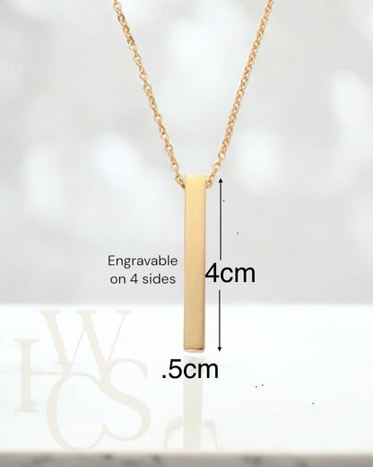 Bar Pendant - Engravable on 4 sides - 3 colours