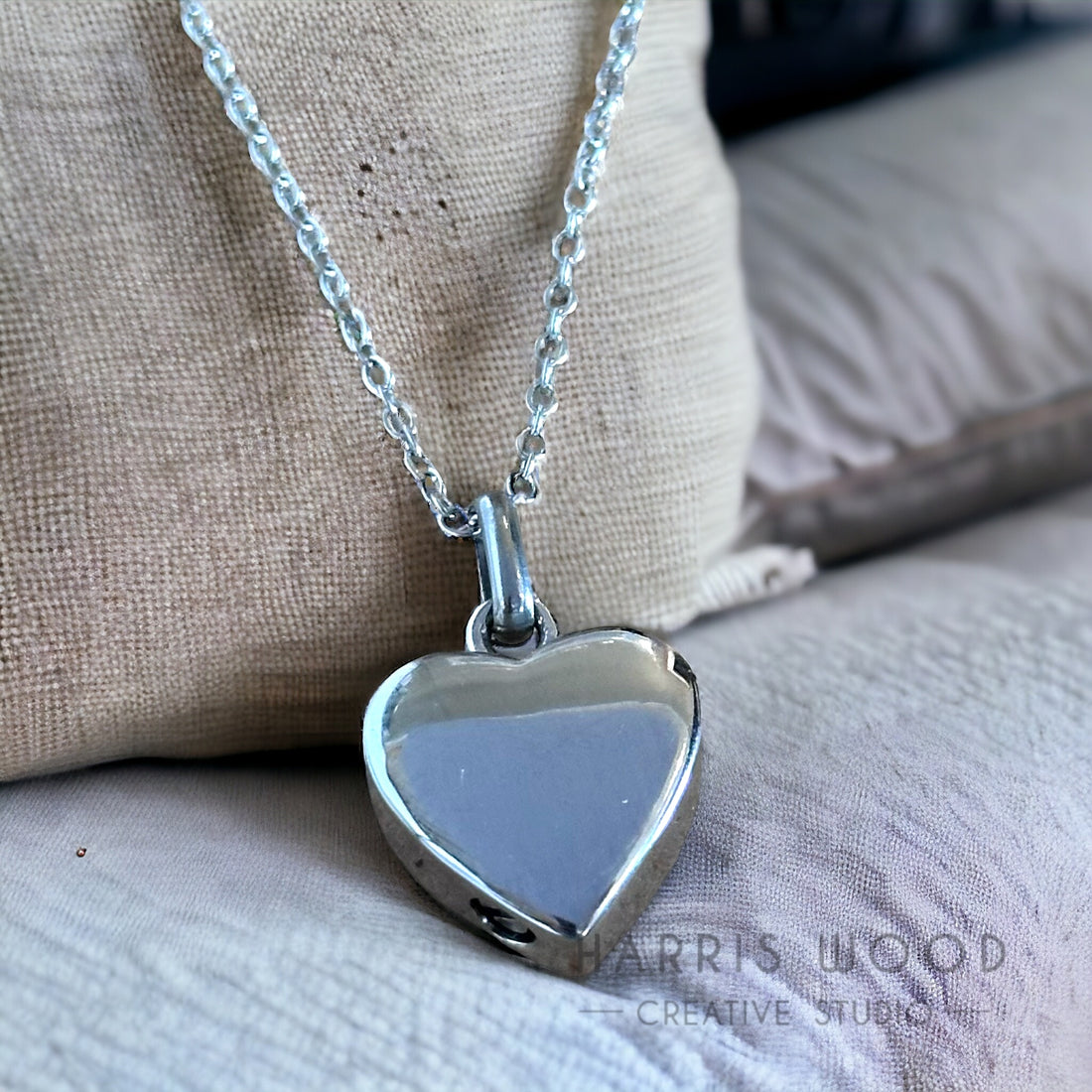 Stainless Steel Heart Urn Pendant and Chain