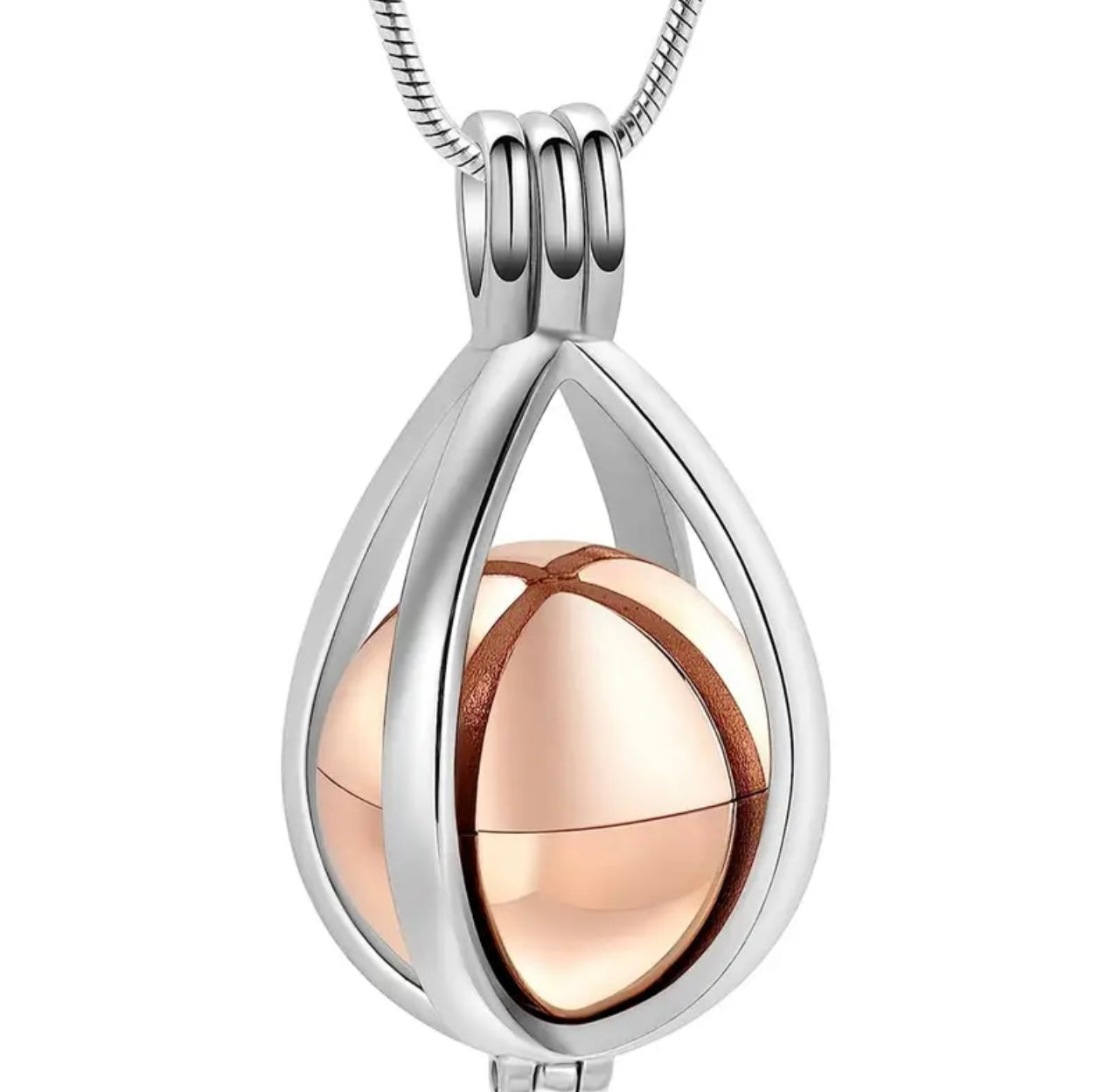 Ball Urn in Cage Pendant &amp; Chain