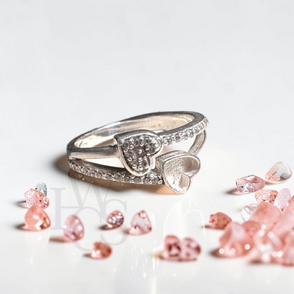 🏷️ EOL – Double Heart CZ Ring – Solid Silver