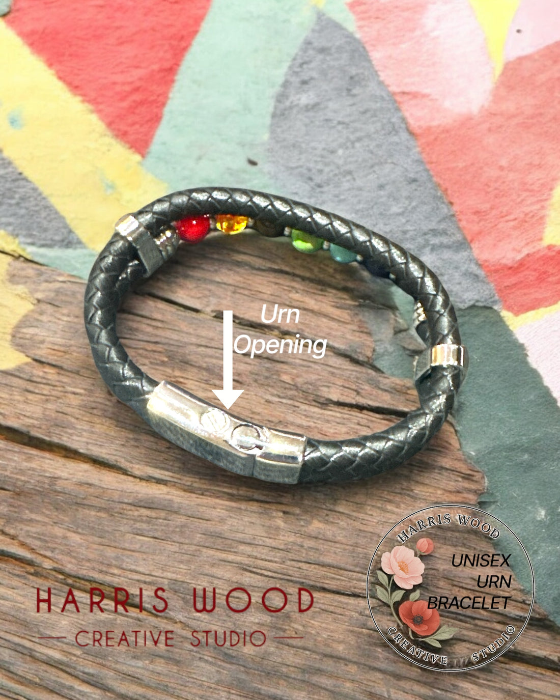 Unisex Chakra Bead Bracelet with URN 21cm