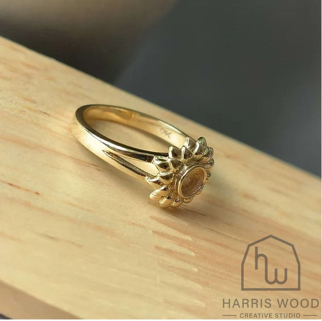 9Ct Solid Gold Sunflower Ring