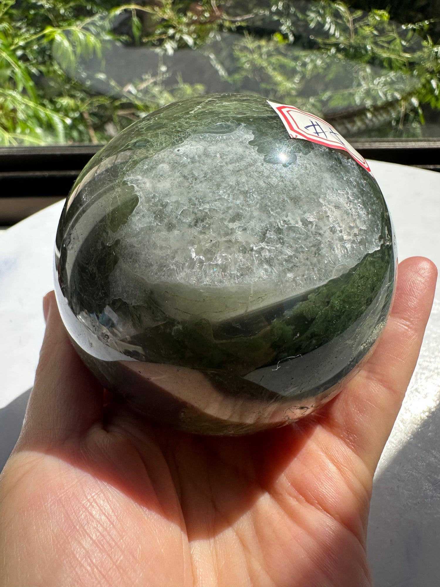 Large moss agate sphere - christmas crystal gift 