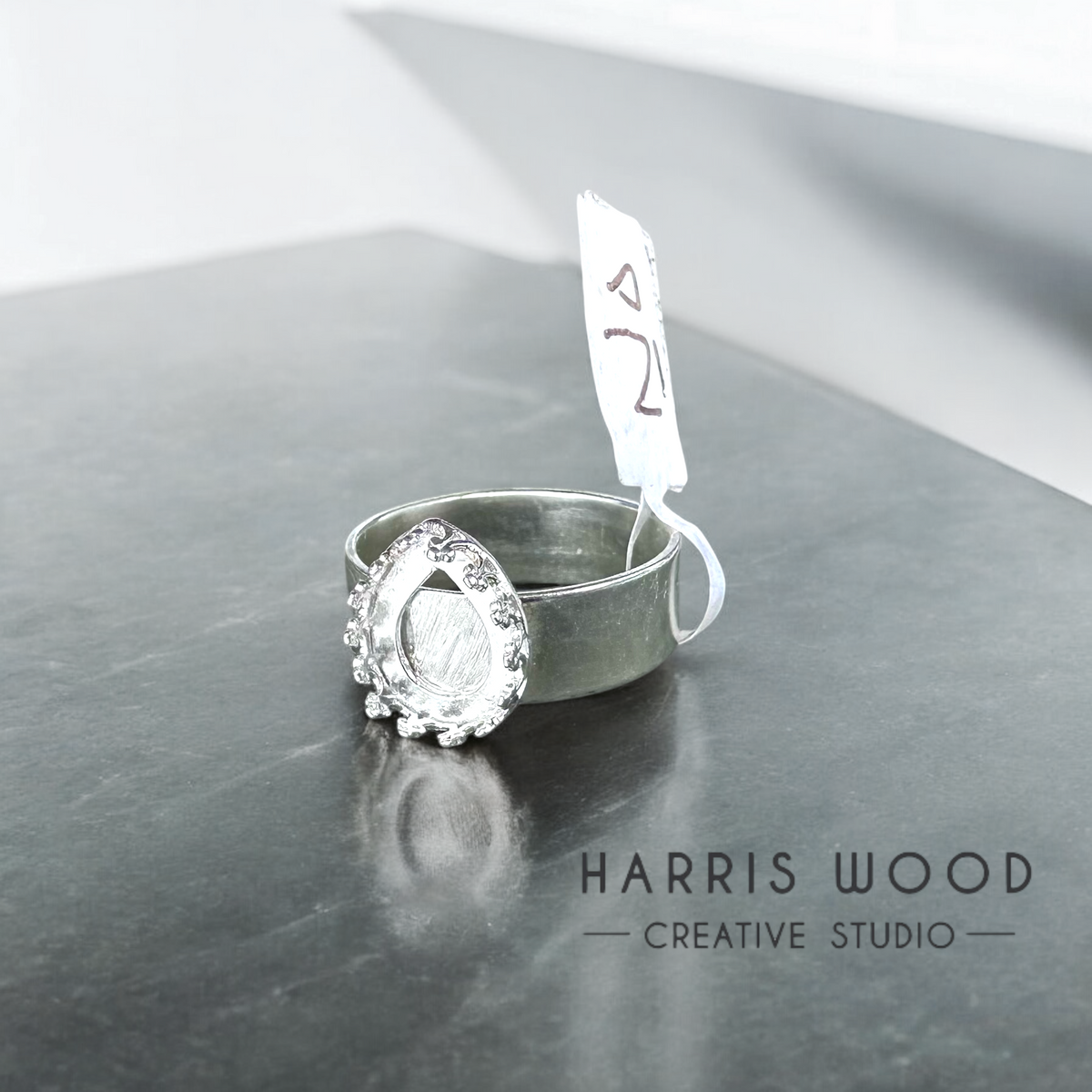 * 6mm Chunky Satin Band with a 6x8mm Heritage Teardrop Bezel