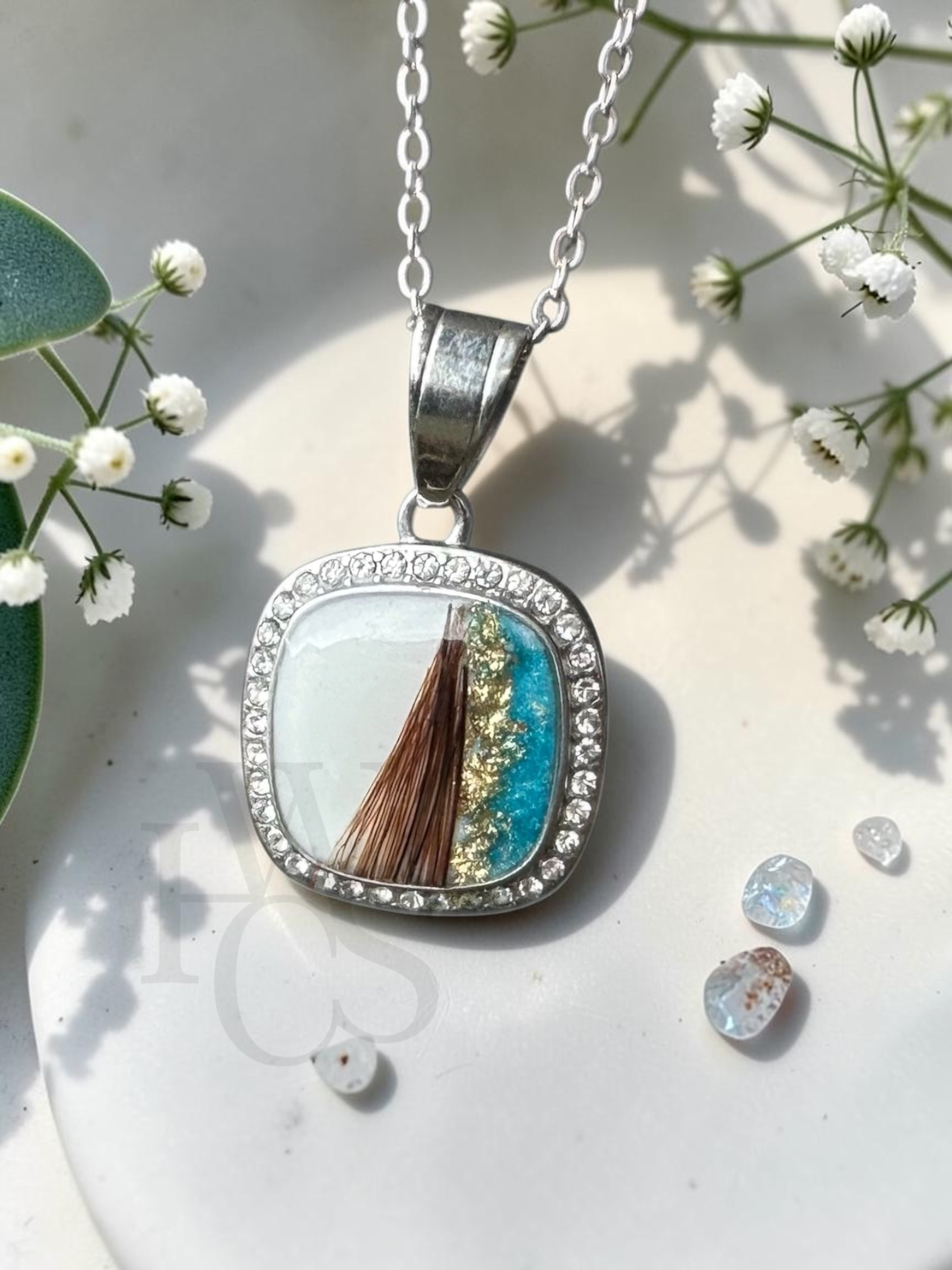 💙 Stainless Steel 20mm Cushion CZ Pendant