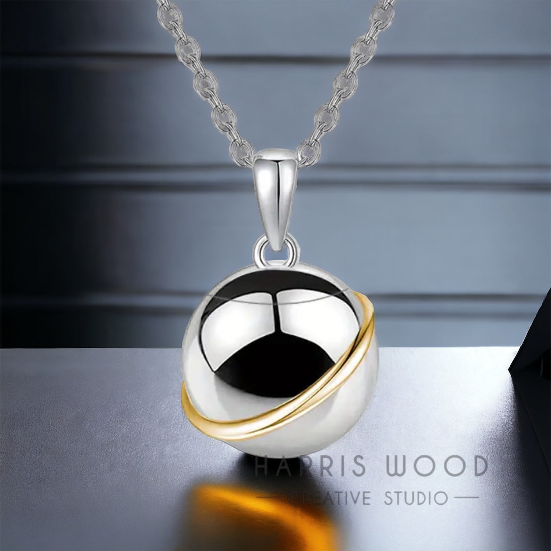 Orbiting Planet Pendant and Chain