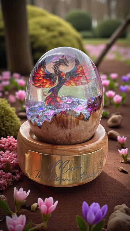 Memorial Resin Egg with Wood Base &amp; Plaque