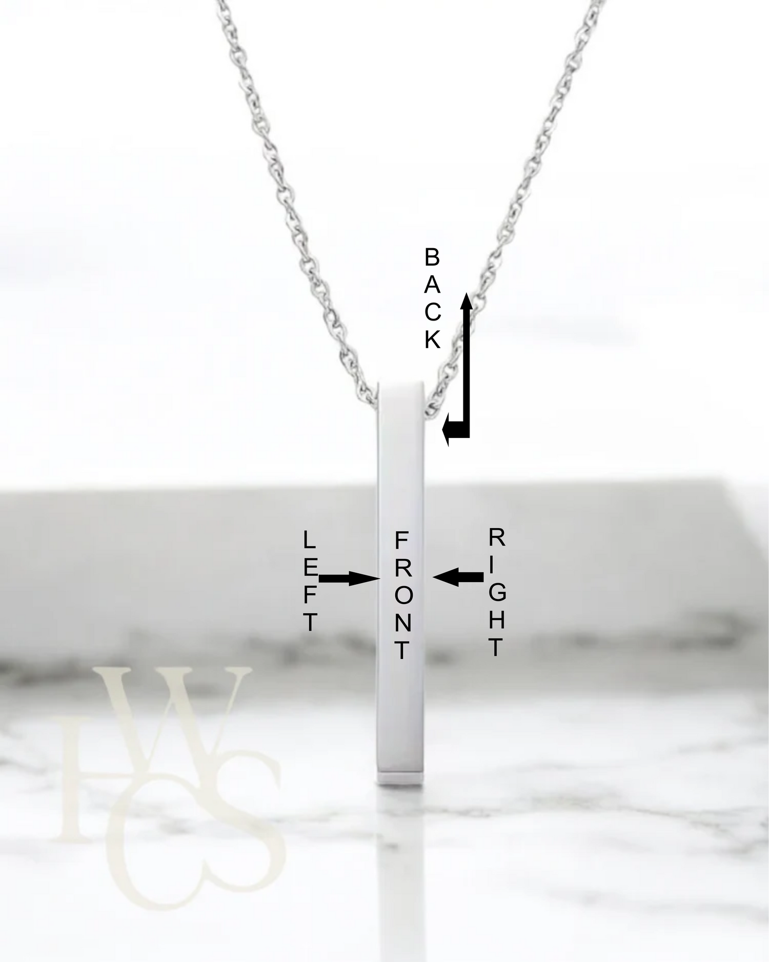 Bar Pendant - Engravable on 4 sides - 3 colours