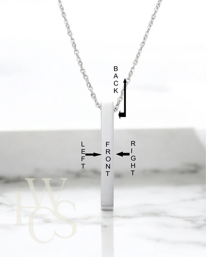 Bar Pendant - Engravable on 4 sides - 3 colours