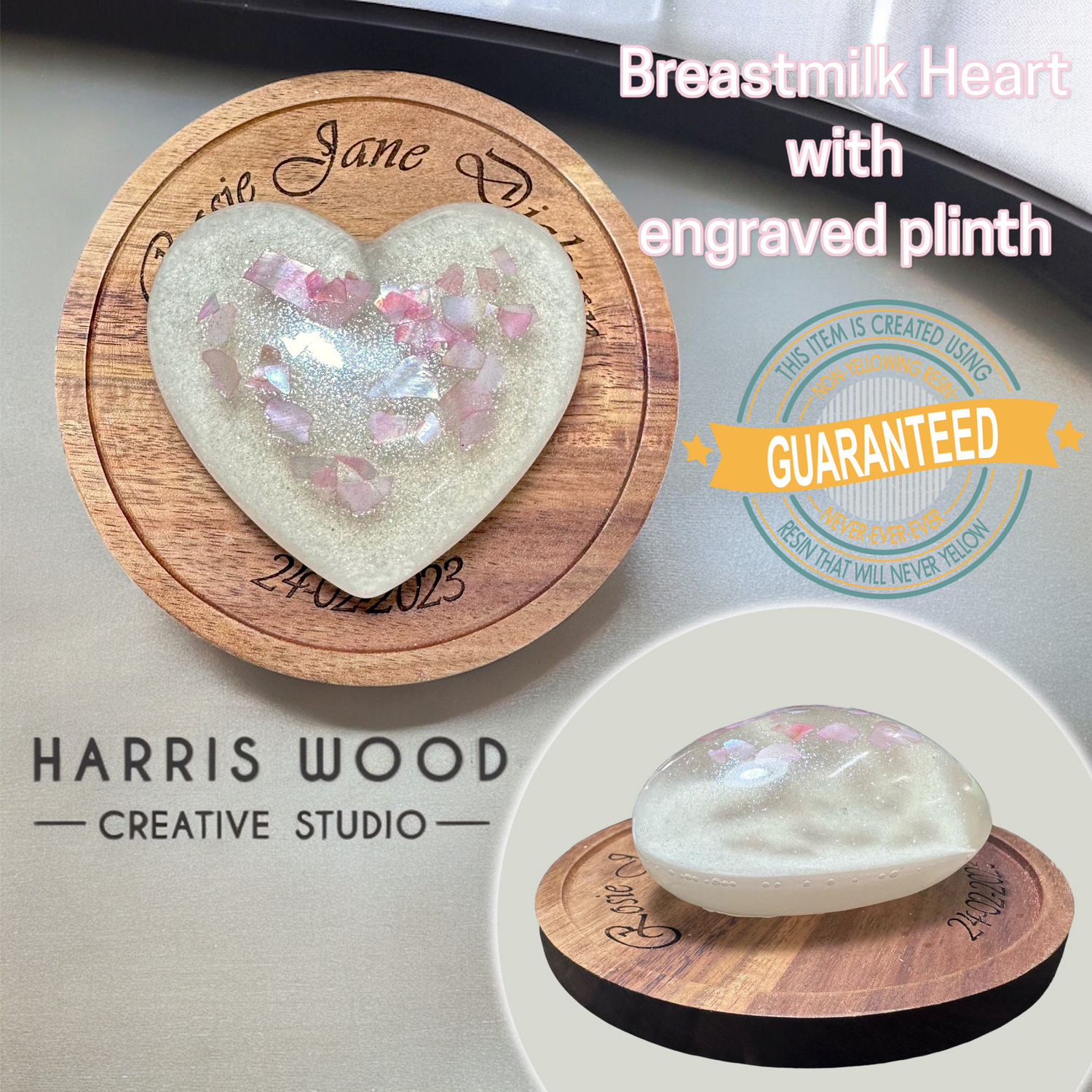 Resin Keepsake Heart and Engraved Base