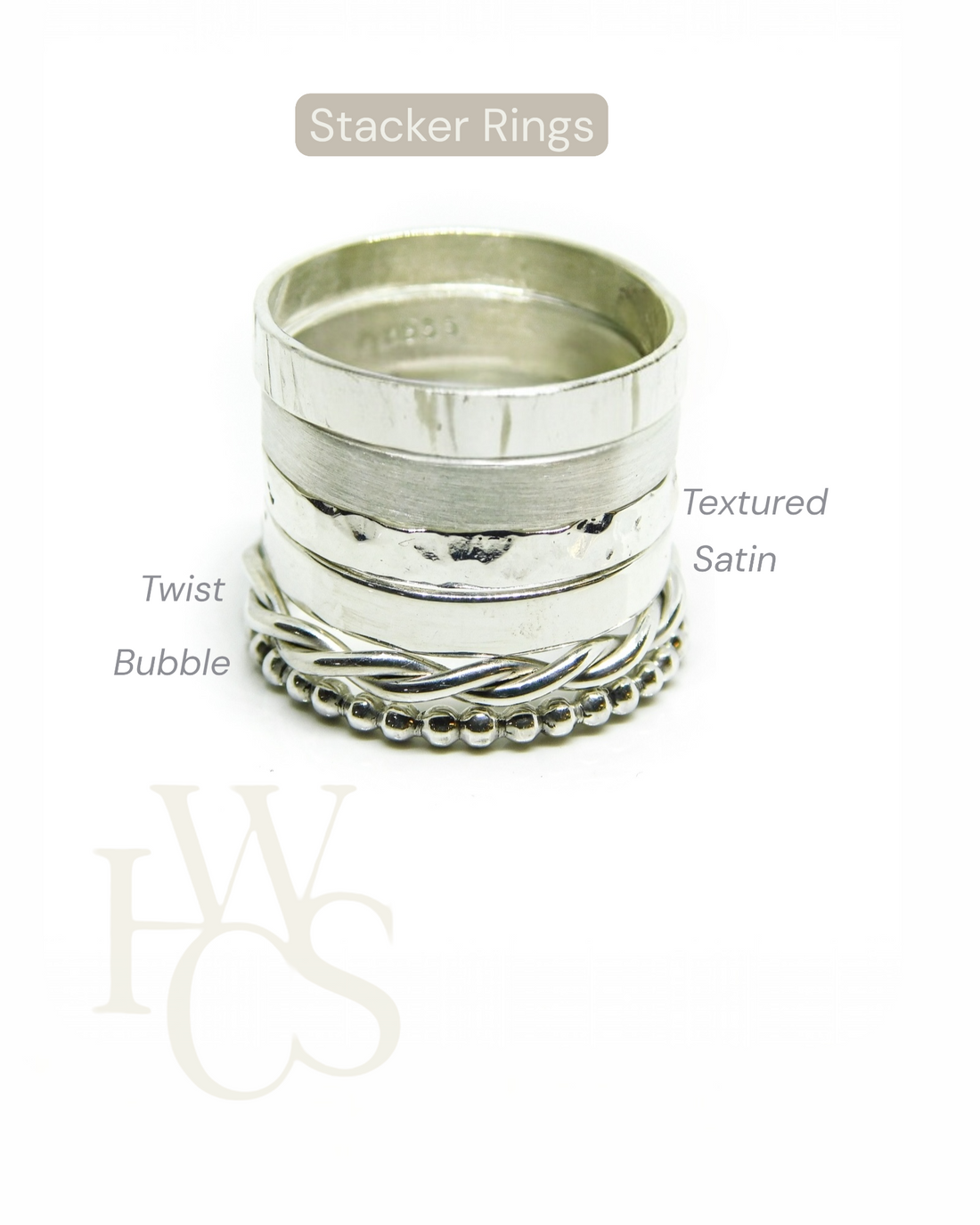 * 3mm Wide Textured Stacker Ring