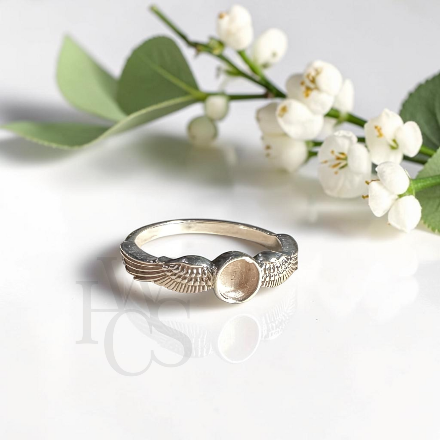 🏷️ EOL – Round Angel Wings Ring – Solid Silver