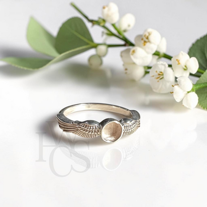 🏷️ EOL – Round Angel Wings Ring – Solid Silver