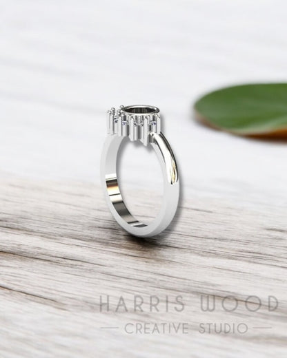 Round Half CZ Bezel Ring