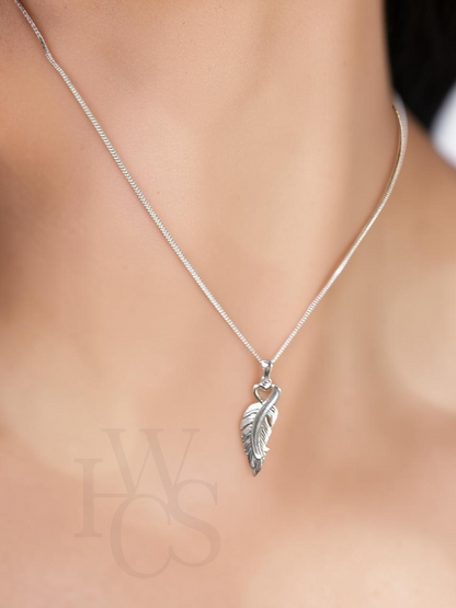 🌿FEATHER PENDANT LOVE - SOLID 925 SILVER