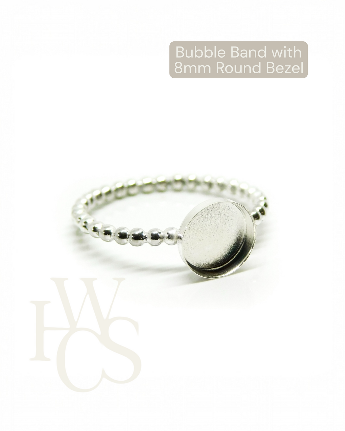* BUBBLE BAND RING with Smooth 8mm Round Bezel