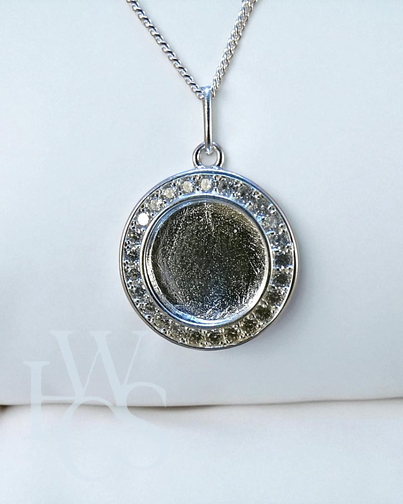 CZ Locket &amp; Bezel Round Pendant