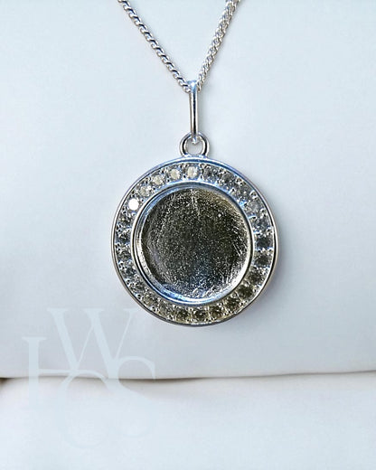 CZ Locket &amp; Bezel Round Pendant
