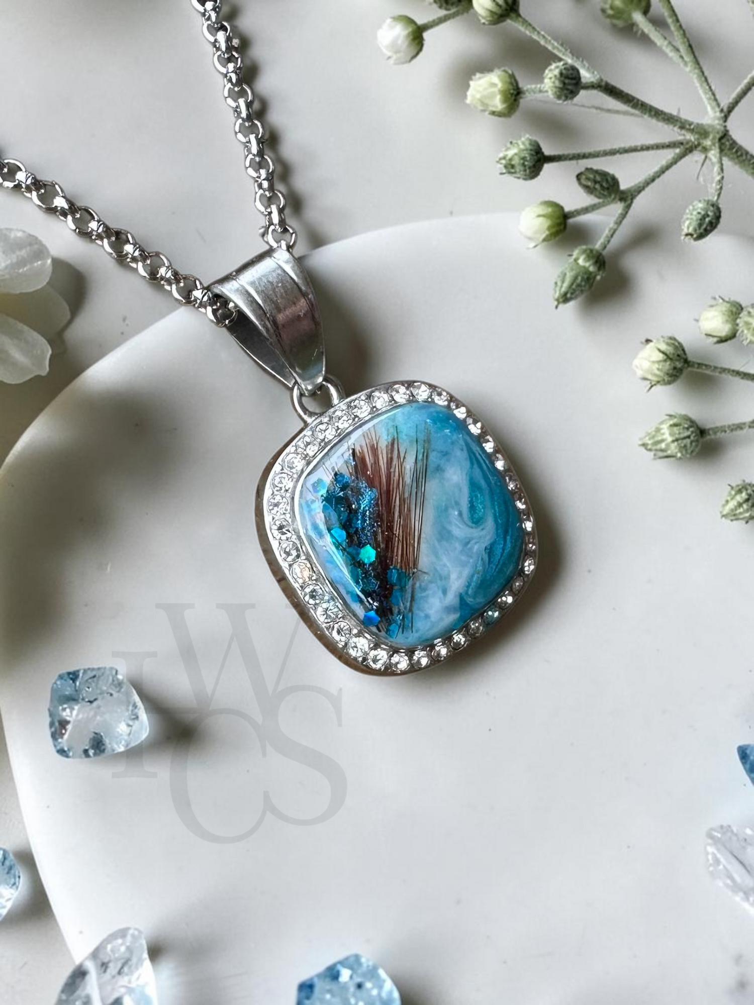 💙 Stainless Steel 20mm Cushion CZ Pendant