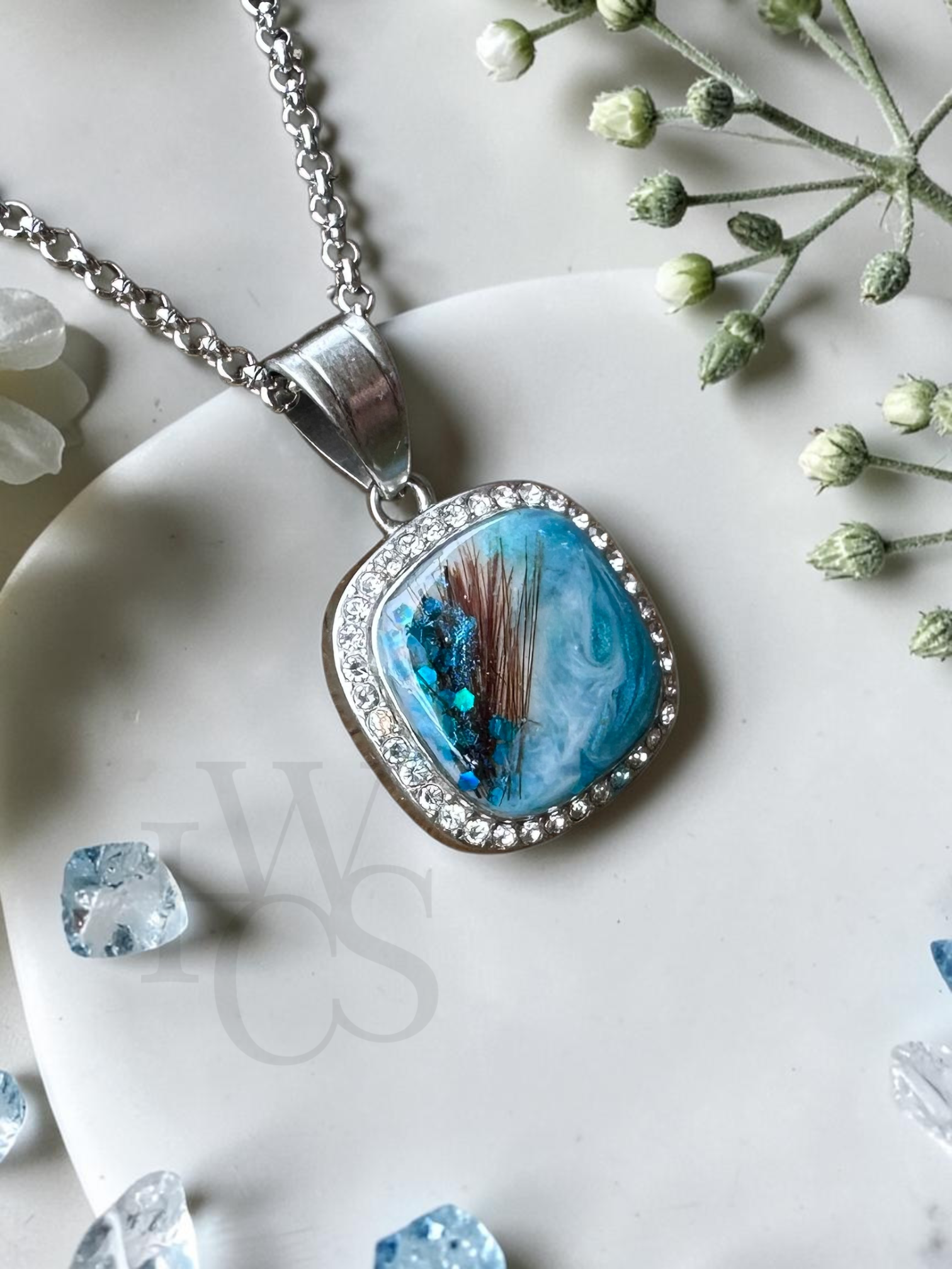 💙 Stainless Steel 20mm Cushion CZ Pendant