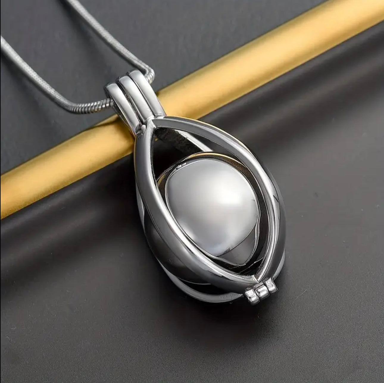 Ball Urn in Cage Pendant &amp; Chain