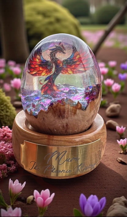 Memorial Resin Egg with Wood Base &amp; Plaque