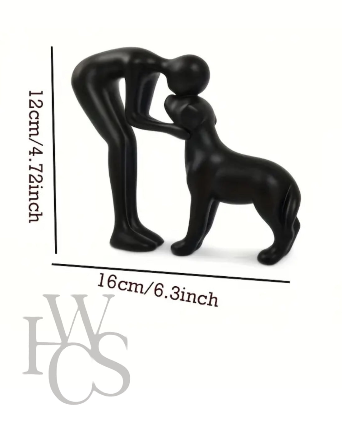 Elegant Child &amp; Dog Statue (black)