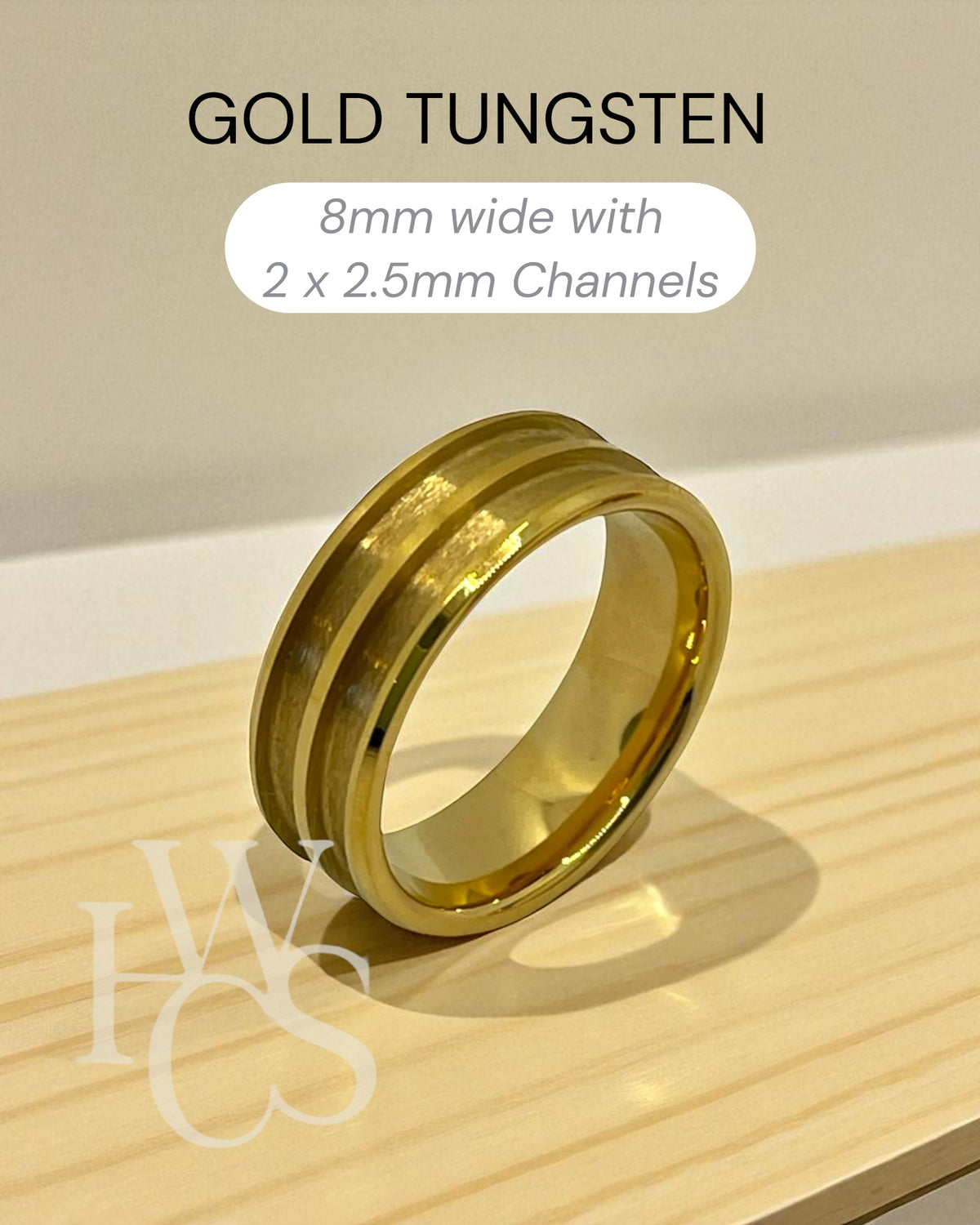 🤎 Tungsten - GOLD PLATED Channel Rings