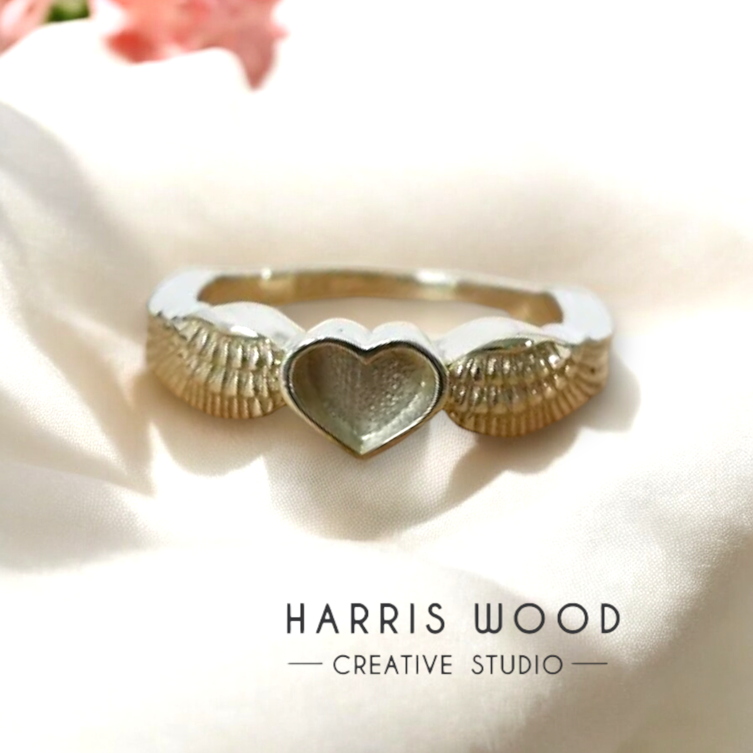 Angel Wing Heart Ring SOLID SILVER