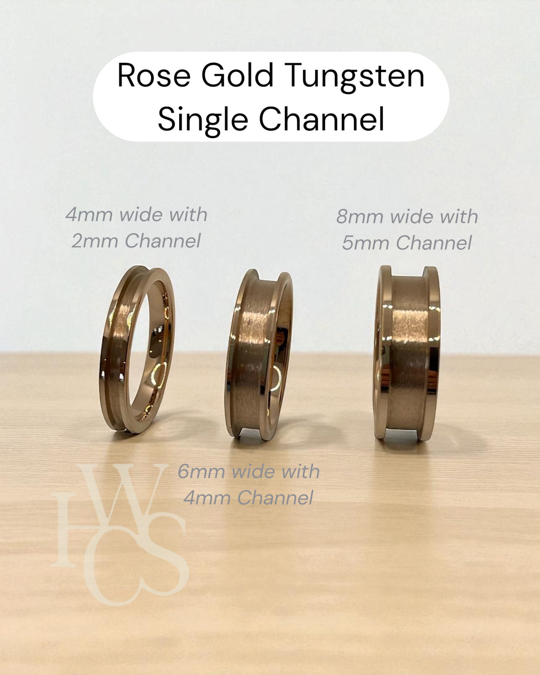 ROSE GOLD Plated Tungsten Channel Rings