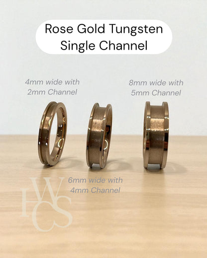 ROSE GOLD Plated Tungsten Channel Rings
