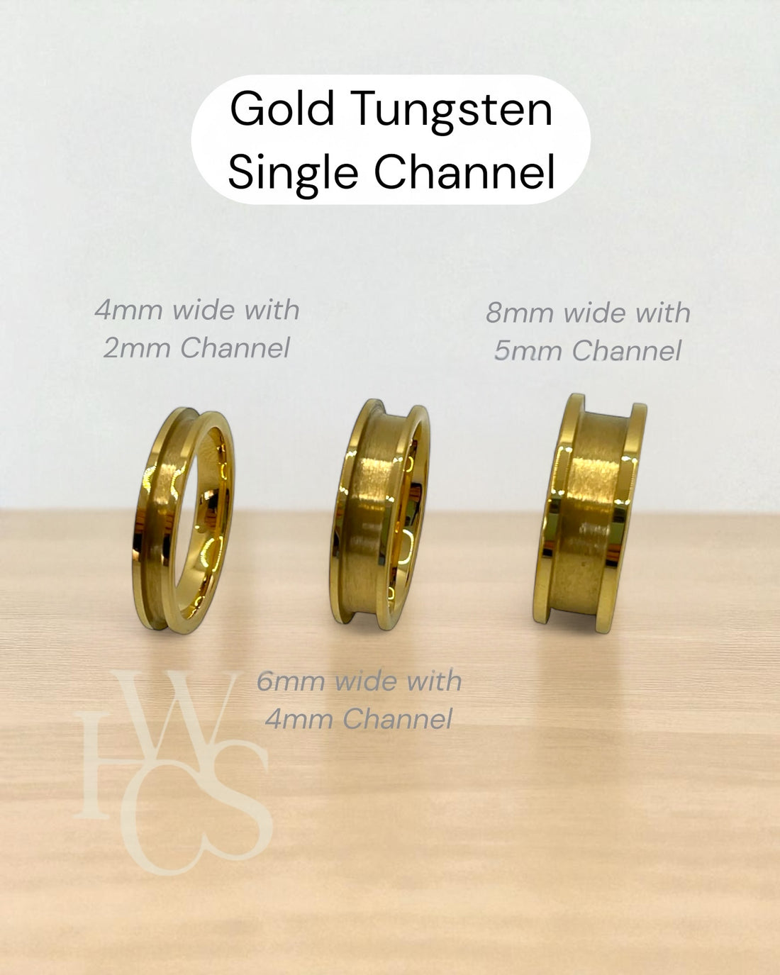 GOLD PLATED TUNGSTEN Channel Rings