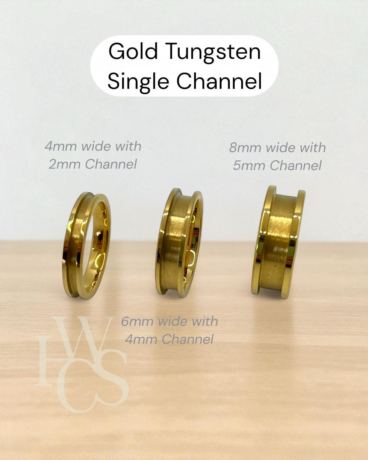 🤎 Tungsten - GOLD PLATED Channel Rings