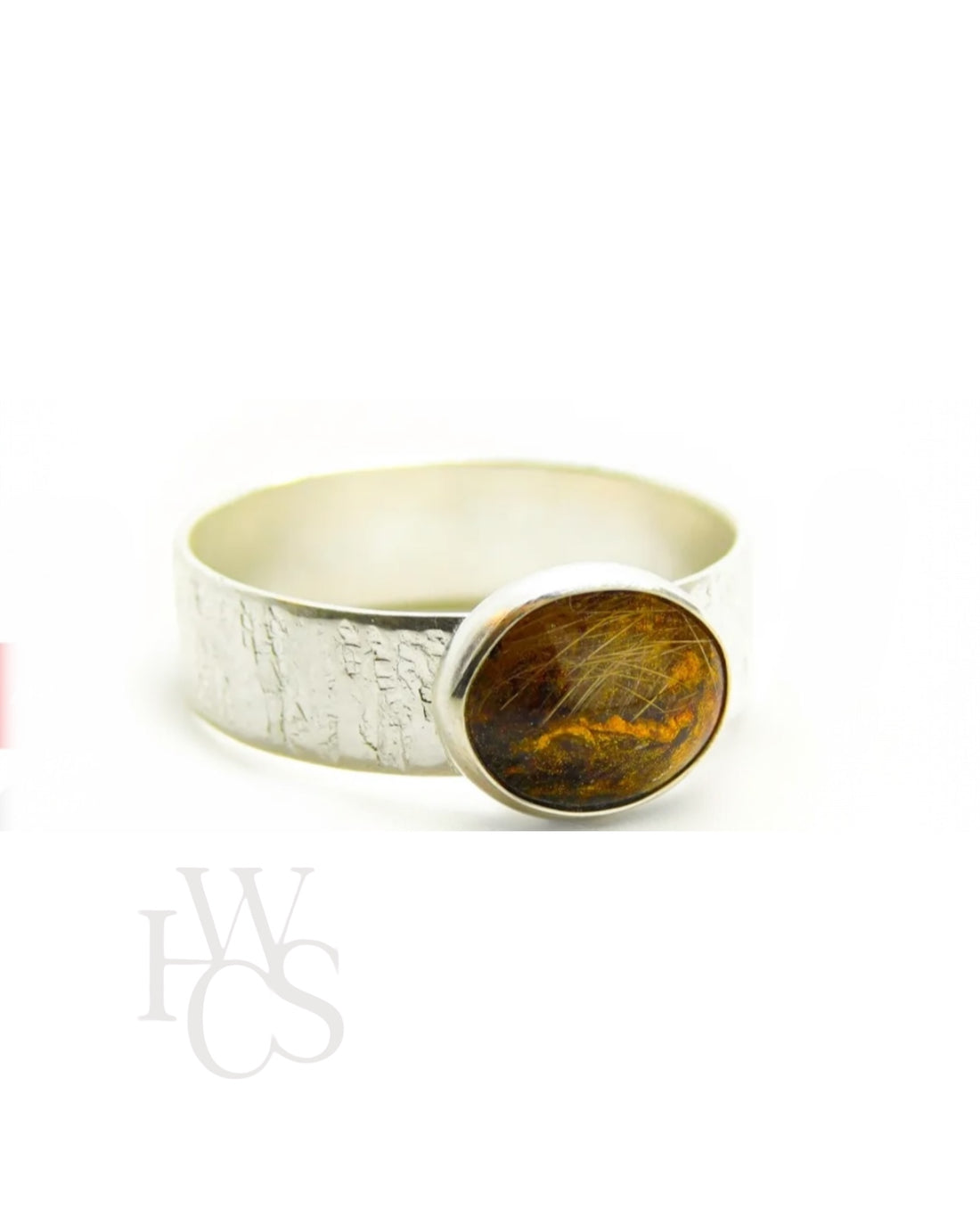 * 6mm Chunky Textured Band Ring with 10x8mm Smooth Landscape Oval Bezel