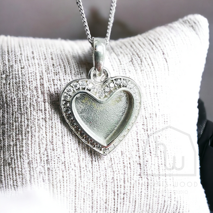 CZ Heart Solid Silver Setting Pendant *