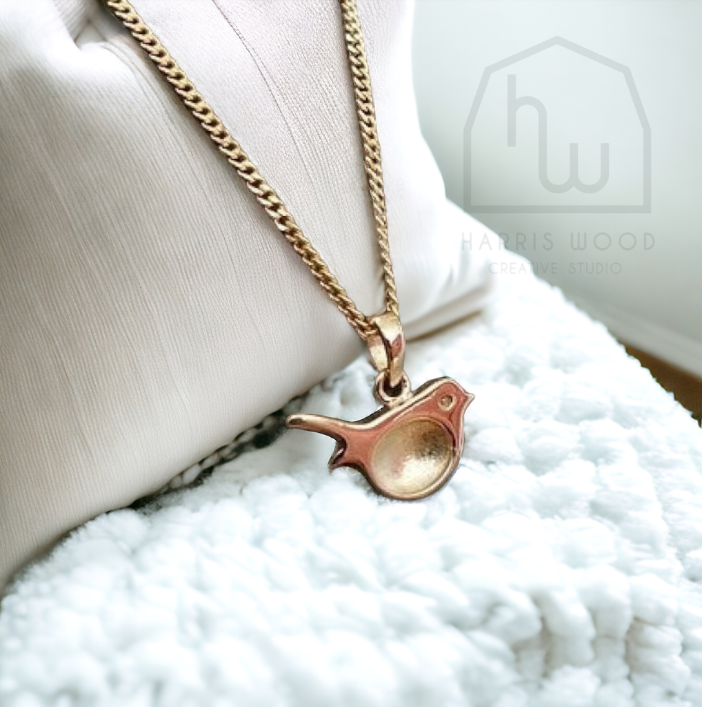 9K Solid Gold Robin Pendant Blank