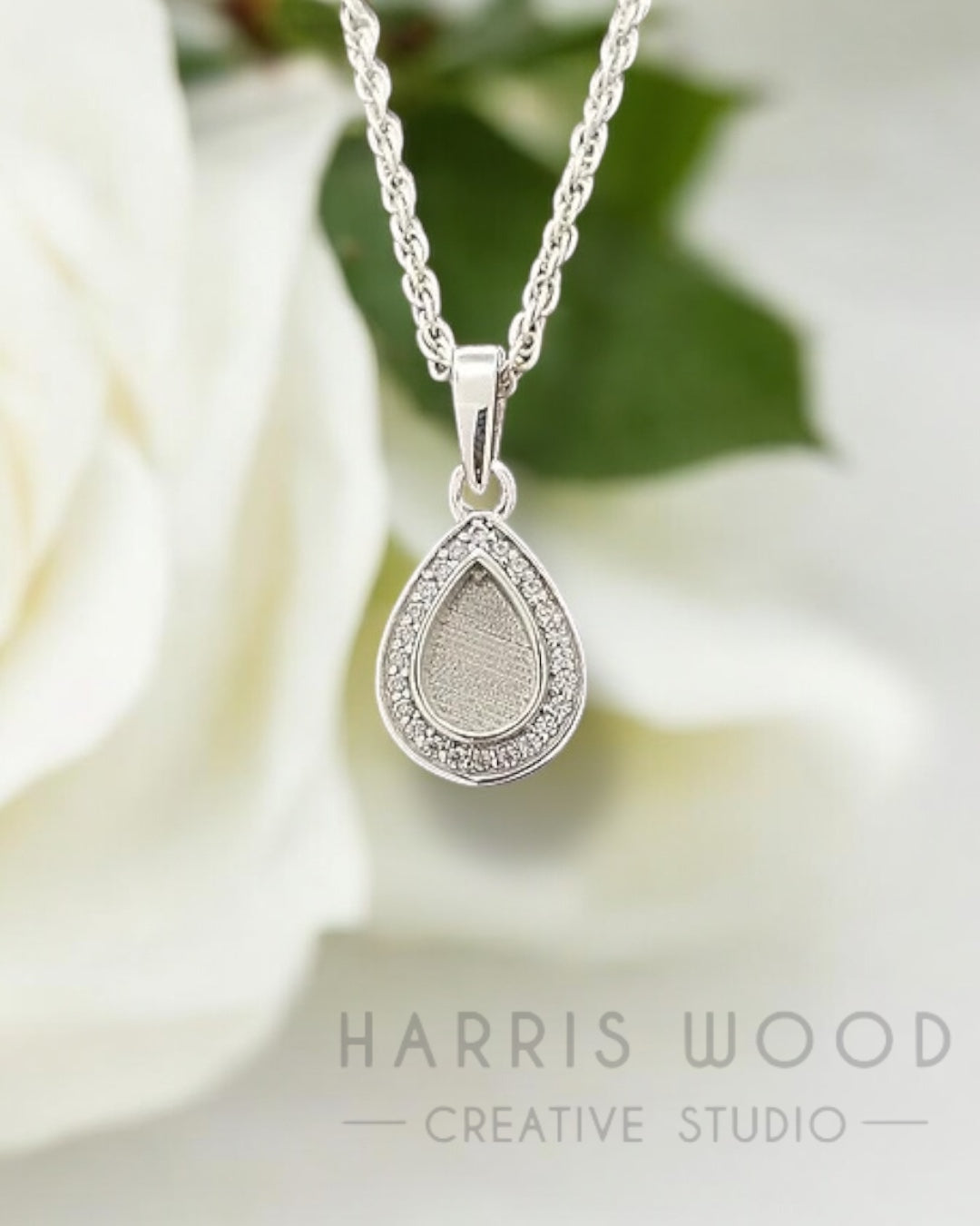 CZ Pear or Teardrop Pendant Solid SILVER