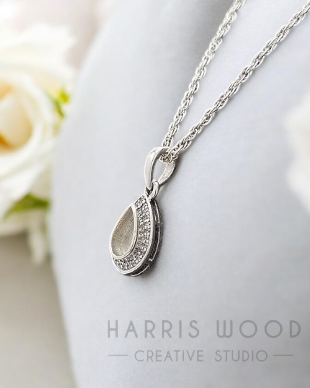 CZ Pear or Teardrop Pendant Solid SILVER