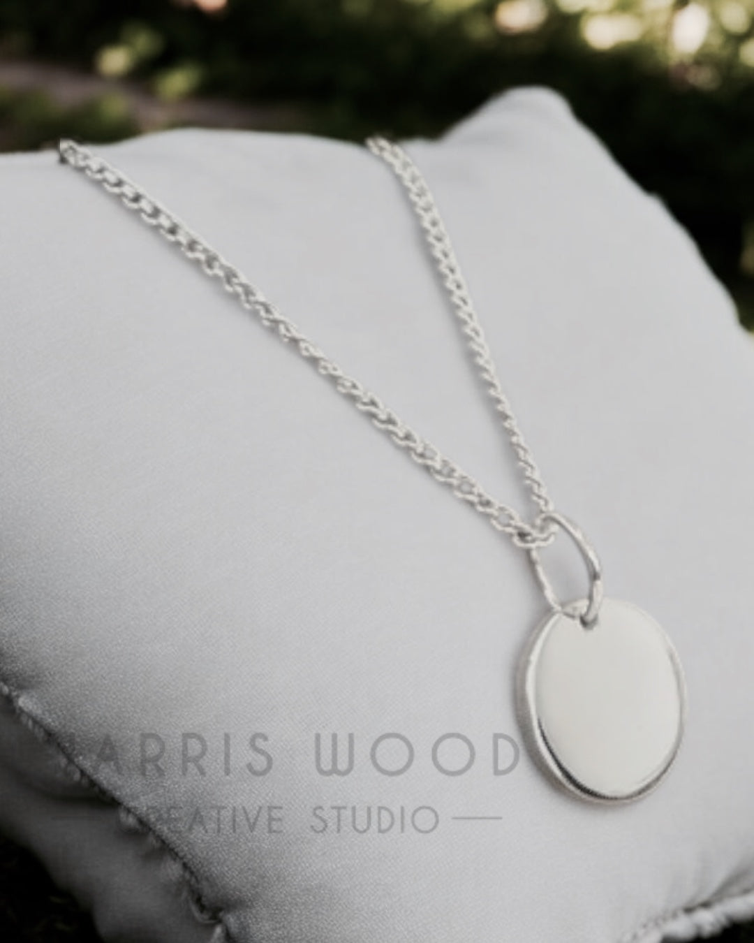 🌿14mm Round Solid Silver Engravable Pendant (Engraved)