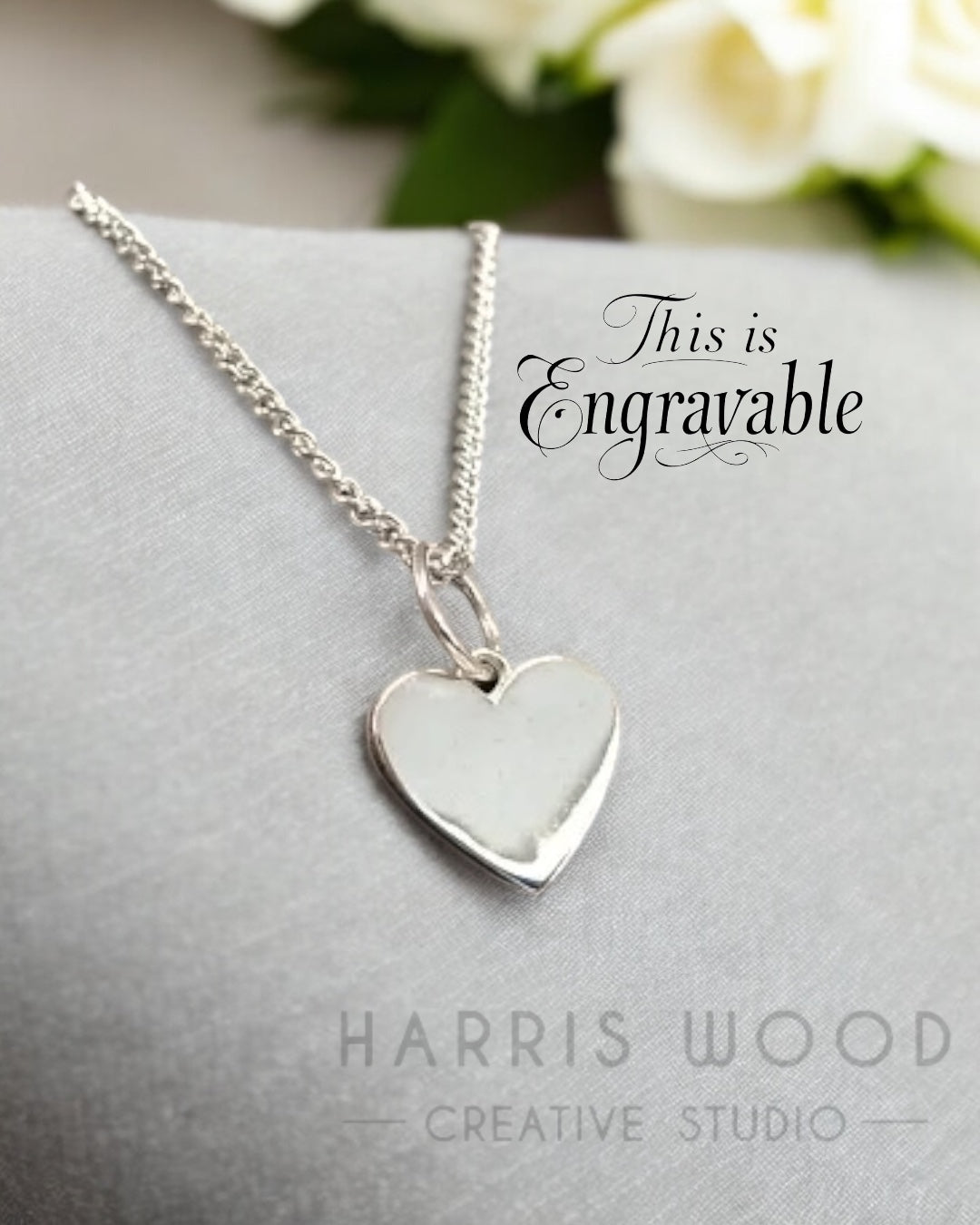 SMALL ENGRAVABLE HEART PENDANT - SOLID 925 SILVER