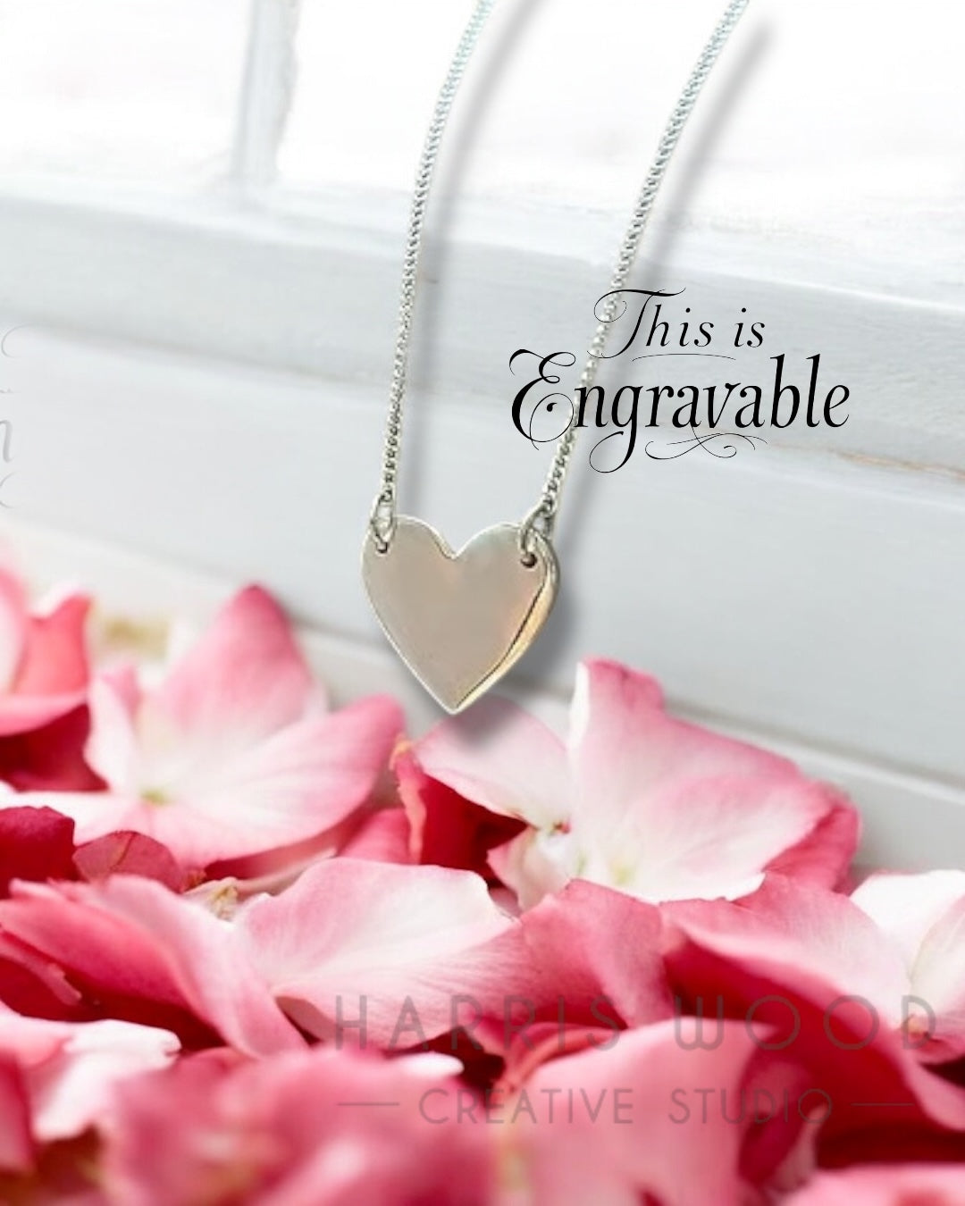 🌿ENGRAVABLE HEART ON A CHAIN - SOLID 925 SILVER