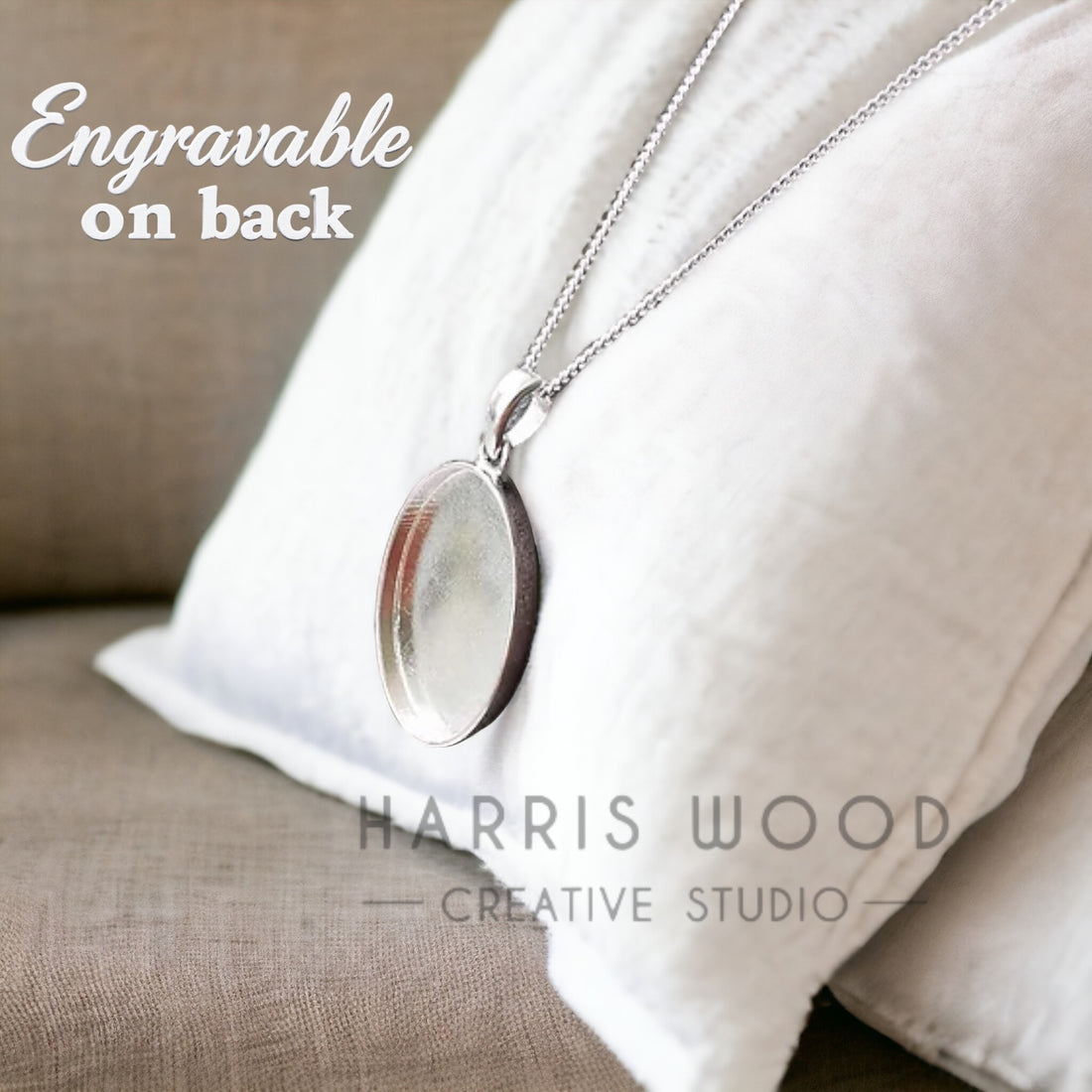 OVAL PENDANT - 3 SIZES - SOLID 925 SILVER